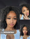 [3 In 1 Half Wig] 4C Kinky Edge Afro Curly Flip Over Pull Go Drawstring Protective Half Wig Beginner Friendly