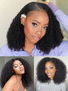 [3 In 1 Half Wig] 4C Kinky Edge Afro Curly Flip Over Pull Go Drawstring Protective Half Wig Beginner Friendly