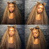 [Wear & Go] Air Wig Honey Blonde Highlight P4/27 Deep Curly Hair Glueless 13x4 Lace Frontal Wigs