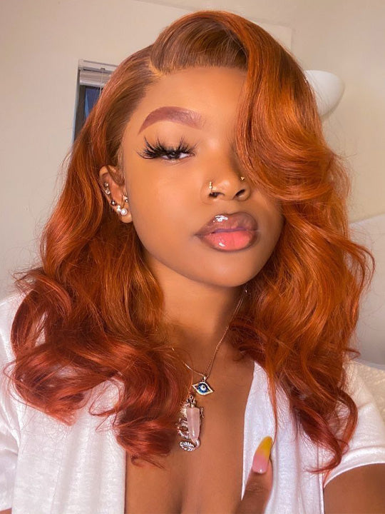 13x6 HD Lace Front Wig Ginger 3D Body Wave Brazilian Human Hair Lace Wigs - KissLove Hair