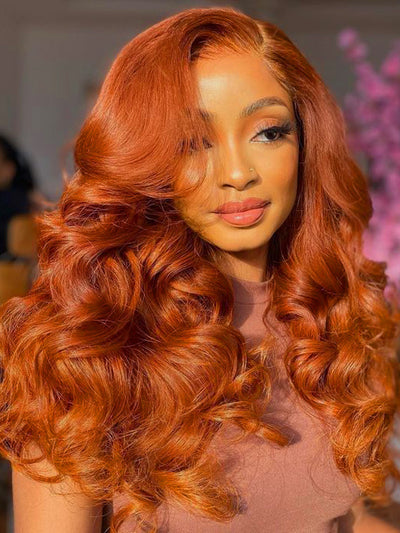 13x6 HD Lace Front Wig Ginger 3D Body Wave Brazilian Human Hair Lace Wigs - KissLove Hair