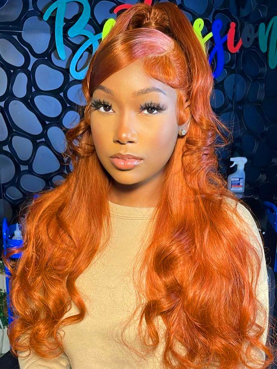 13x6 HD Lace Front Wig Ginger 3D Body Wave Brazilian Human Hair Lace Wigs - KissLove Hair