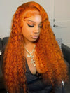 Deep Wave Ginger Orange 360 Lace Frontal Wig Pre Plucked Human Hair Wigs - Kisslove Hair