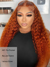 Deep Wave Ginger Orange 360 Lace Frontal Wig Pre Plucked Human Hair Wigs - Kisslove Hair