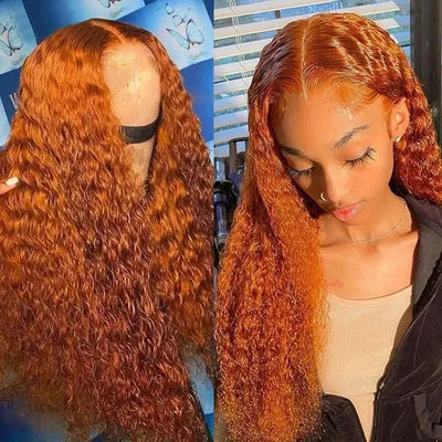 Ginger Hair Colored Wig Deep Wave 13x4 Lace Front Human Hair Wigs - KissLove Hair