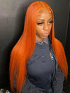 Glueless Ginger Orange Hair 5x5 Lace Wigs Silky Straight Transparent Lace Human Hair Wigs - KissLove Hair