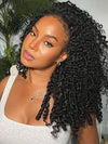[3 In 1 Half Wig] Burmese Curly Glueless Half Wig With Elastic Drawstring Seamless Flip Over Wig