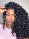 [3 In 1 Half Wig] Burmese Curly Glueless Half Wig With Elastic Drawstring Seamless Flip Over Wig