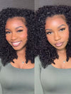 [3 In 1 Half Wig] Burmese Curly Glueless Half Wig With Elastic Drawstring Seamless Flip Over Wig