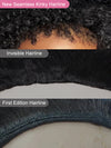 [3 In 1 Half Wig] Burmese Curly Glueless Half Wig With Elastic Drawstring Seamless Flip Over Wig