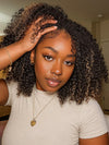 [3 In 1 Half Wig] Honey Blonde Highlights on Black Hair Kinky Curly Flip Over Glueless Half Wig