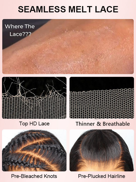 13x6 HD Lace Front Wig Water Wave Pull & Go Drawstring Glueless Wigs Pre Bleached Knots - KissLove Hair