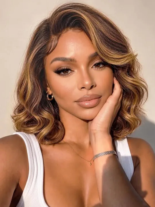 Pre Styled Side Part Colored Body Wave Bob Wig Glueless Drawstring Ready to Go Wigs - KissLove Hair