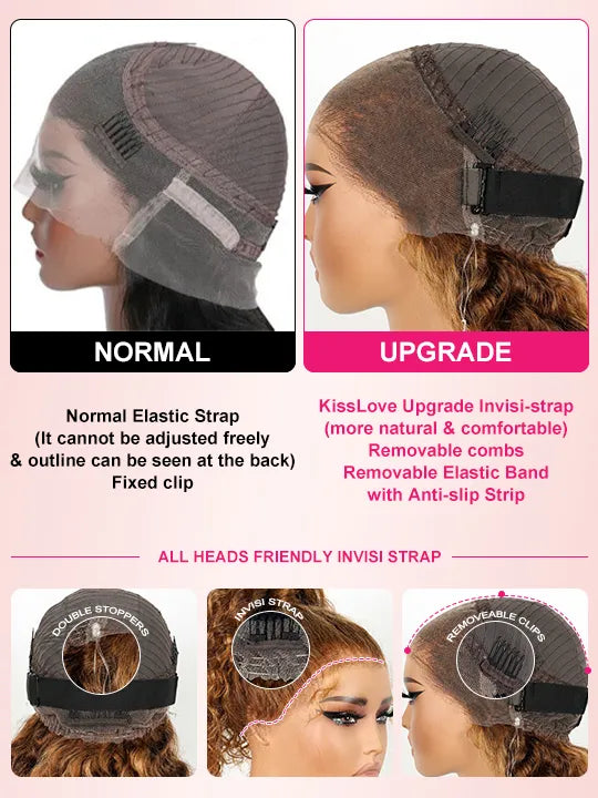 Kisslove Upgraded Invisi-Drawstring 360 Lace Wig Deep Wave Brown Highlights Human Hair Wigs - Kisslove Hair