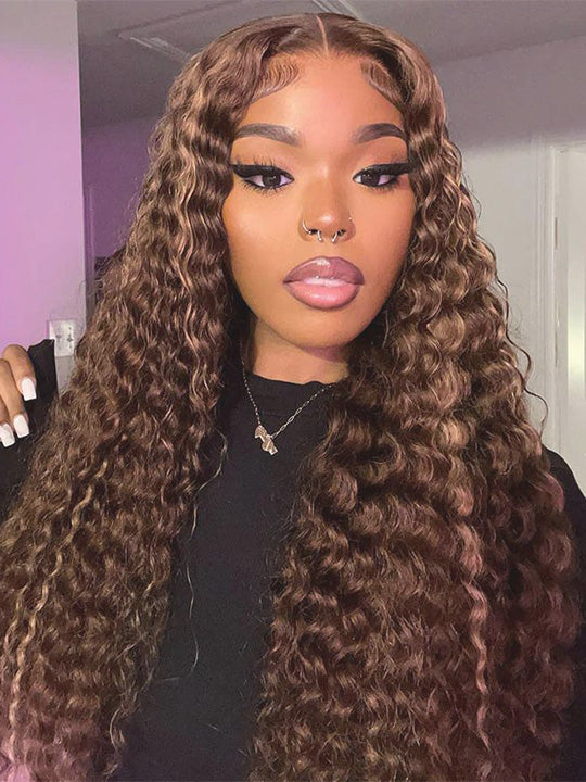 Highlight Wig Deep Wave Full 13x6 Lace Frontal Virgin Human Hair Wigs - KissLove Hair
