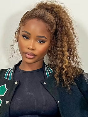 Honey Blonde Highlight Water Wave 13x6 Lace Frontal Wig Bleached Bye Bye Knots Glueless Lace Wigs - KissLove Hair