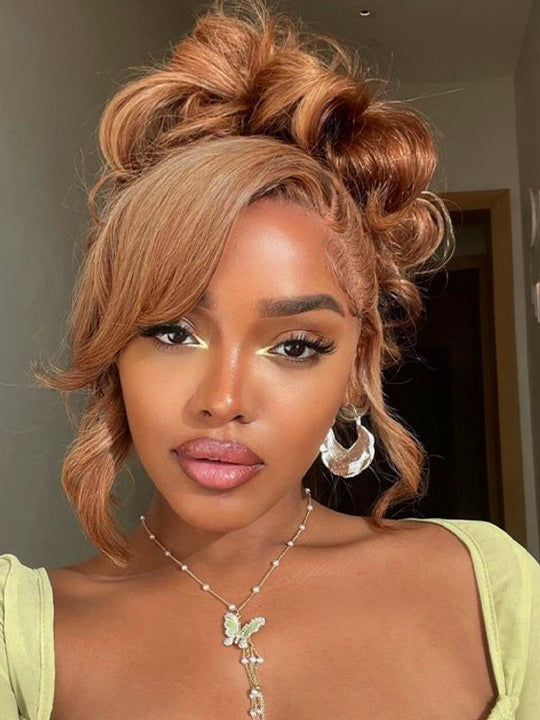 Full Lace Frontal Wigs 180% Density Highlight Straight Virgin Human Hair For Women
