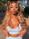 Full Lace Frontal Wigs 180% Density Highlight Straight Virgin Human Hair For Women