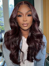 Burgundy Hair Color 3D Body Wave 13x4 Lace Frontal Wig Black Cherry Dark Burgundy Human Hair Wigs - KissLove Hair
