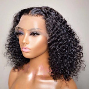 Jerry Curly Short Bob Wigs 13x4 13x6 Transparent Lace Front Human Hair Wigs - KissLove Hair