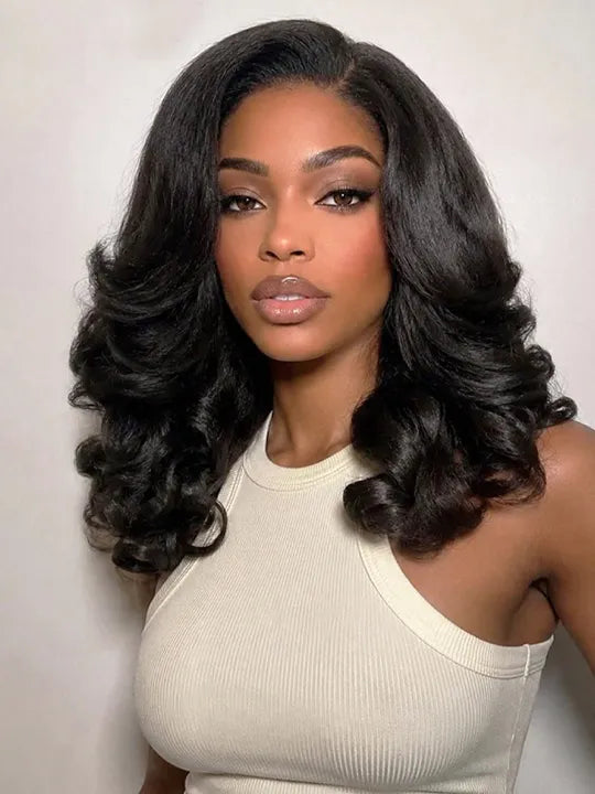 Kisslove Hair Pre Plucked Yaki Body Wave Wig Snug Fit Invisi-Drawstring 360 Lace Wig - KissLove Hair