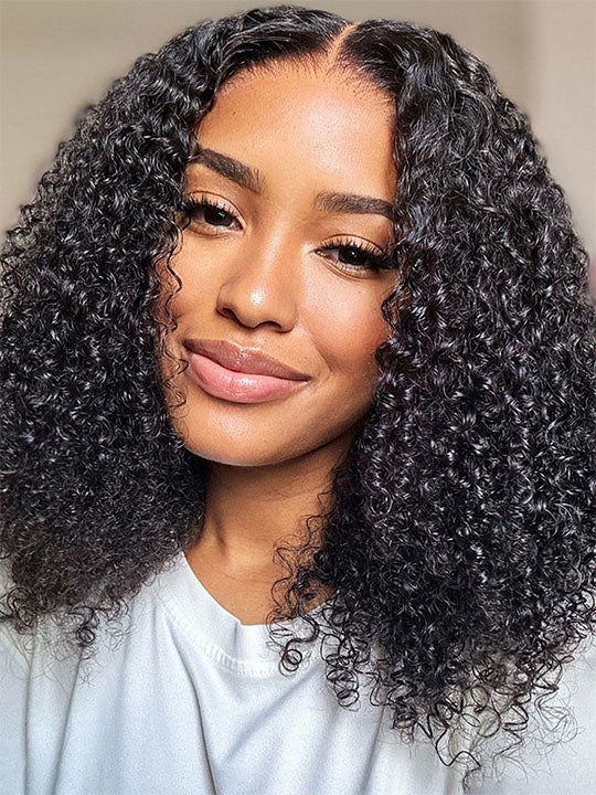 [4C Wig] Kinky Edges Hairline Jerry Curly 13x4 13x6 HD Transparent Lace Wigs
