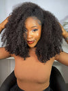 [3 In 1 Half Wig] 4C Kinky Edge Afro Curly Flip Over Pull Go Drawstring Protective Half Wig Beginner Friendly