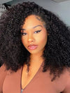 [3 In 1 Half Wig] Drawstring Cap Kinky Curly Hair Afforadble Glueless Human Hair Wigs