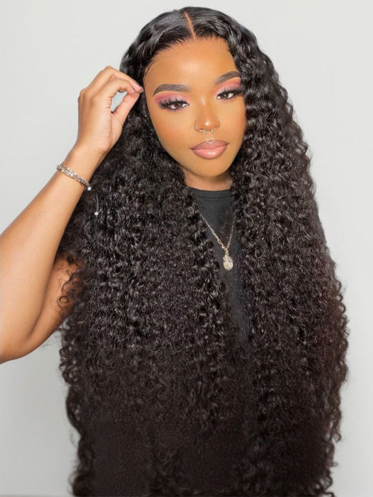 40 Inch Curly Hair 13x6 Full Lace Frontal Wig Pre Plucked Deep Curly Long Wigs for Sale - KissLove Hair