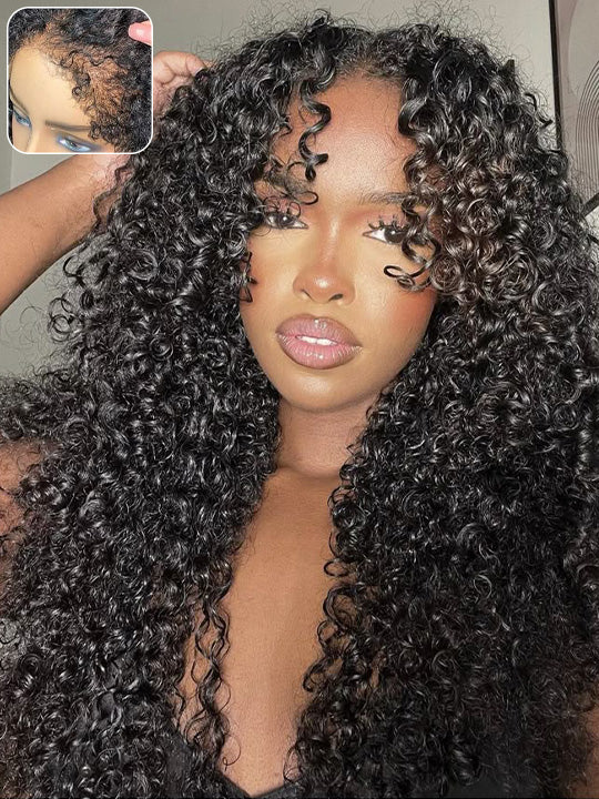 [4C Wig] Kinky Edges Hairline Jerry Curly 13x4 13x6 HD Transparent Lace Wigs