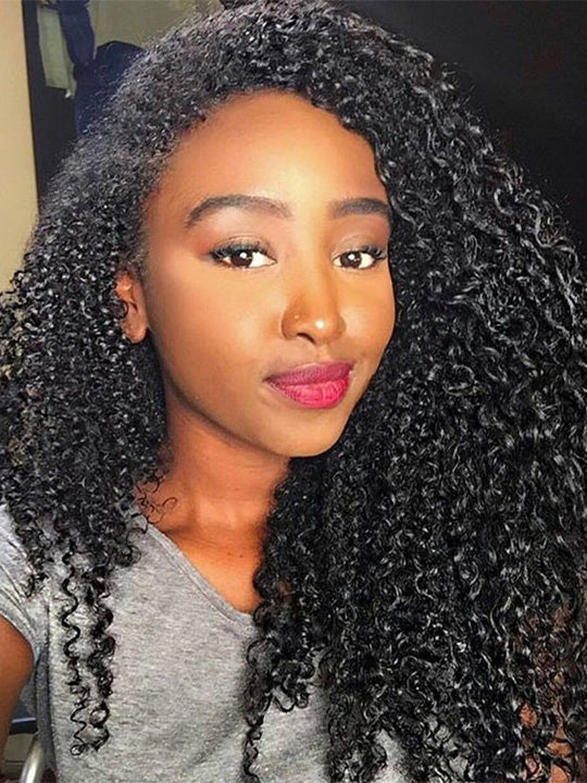 [4C Wig] Kinky Edges Hairline Jerry Curly 13x4 13x6 HD Transparent Lace Wigs
