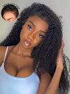 [4C Wig] Bleached Knots Afro Kinky Curly Wig with Kinky Edge Hairline Invisi-Drawstring Wig