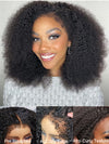 [4C Wig] Bleached Knots Afro Kinky Curly Wig with Kinky Edge Hairline Invisi-Drawstring Wig