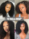 [4C Wig] Bleached Knots Afro Kinky Curly Wig with Kinky Edge Hairline Invisi-Drawstring Wig