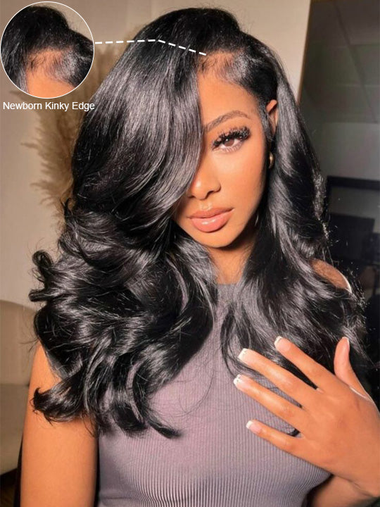 KissLove Glueless Invisi-Drawstring 360 Lace Wig Body Wave Pre Everything Kinky Edge Lace Frontal Wigs - KissLove Hair