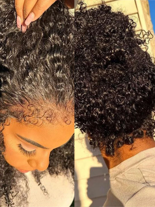 [4C Wig] Kinky Edges Hairline Jerry Curly 13x4 13x6 HD Transparent Lace Wigs