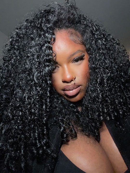 [Flash Deal] Kinky Edge Glueless Lace Wig Kinky Curly & Water Wave Human Hair Wigs