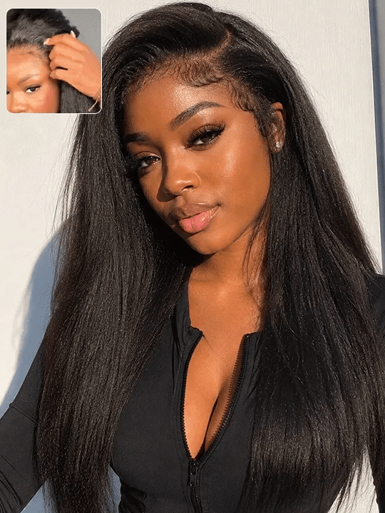 Kisslove Newborn Hairline Kinky Straight Hair Invisi-Drawstring 360 Lace Wig Pre Everything Glueless Wigs - KissLove Hair