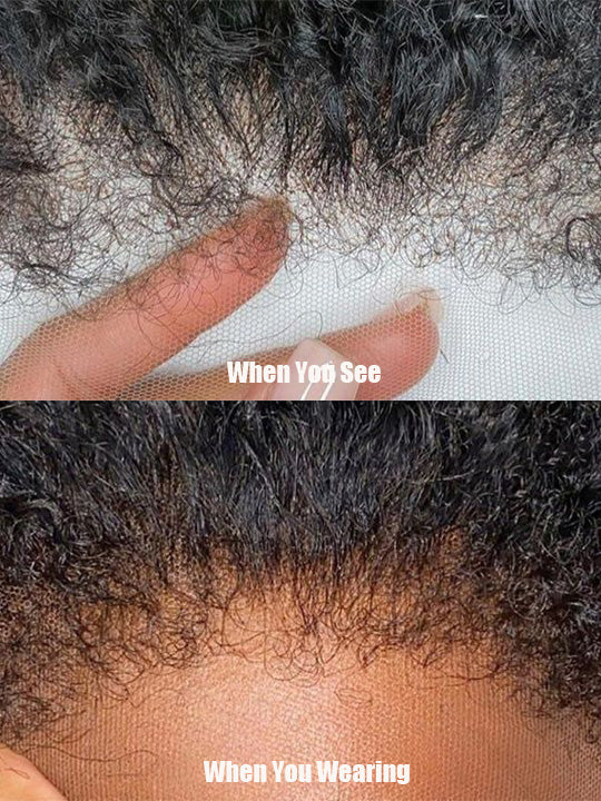 [Flash Deal] 4C Kinky Edge Glueless Lace Wig Kinky Straight Human Hair Wigs