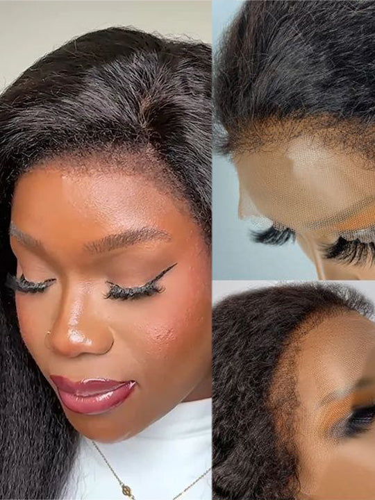 [Flash Deal] 4C Kinky Edge Glueless Lace Wig Kinky Straight Human Hair Wigs