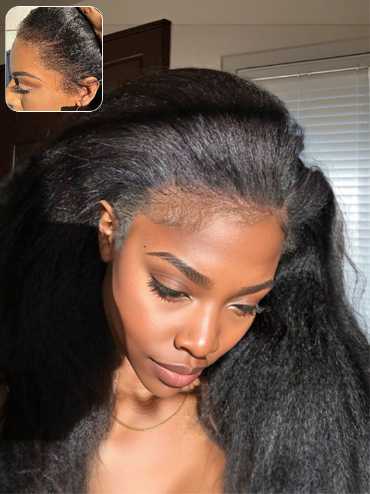 [Flash Deal] 4C Kinky Edge Glueless Lace Wig Kinky Straight Human Hair Wigs