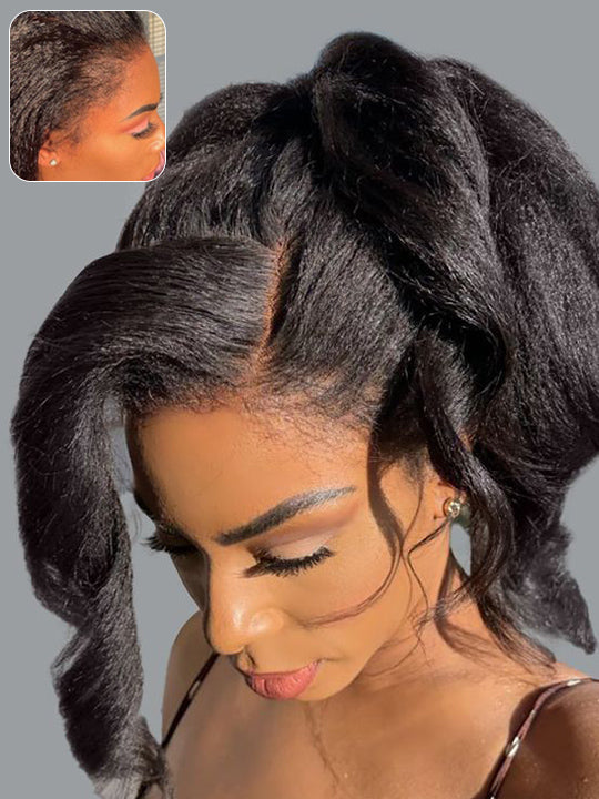 Kisslove Newborn Hairline Kinky Straight Hair Invisi-Drawstring 360 Lace Wig Pre Everything Glueless Wigs - KissLove Hair