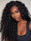 Kisslove [4C Wig] Pre Everything Snug Fit 360 Lace Frontal Wig Water Wave With Kinky Curly Edge Invisi Drawstring Wig
