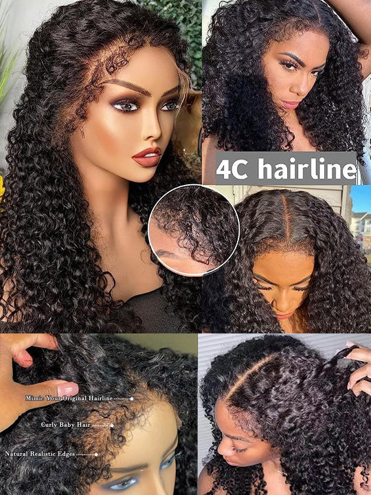 [4C Wig] Kinky Edge Kinky Curly/Kinky Straight Hair 6x4.5 Lace Front Wig Pre Everything Glueless Lace Wig