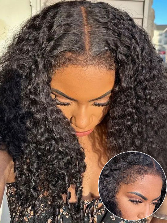 [4C Wig] Kinky Edges Hairline 13x4 13x6 HD Lace Front Wigs Water Wave Long Wigs