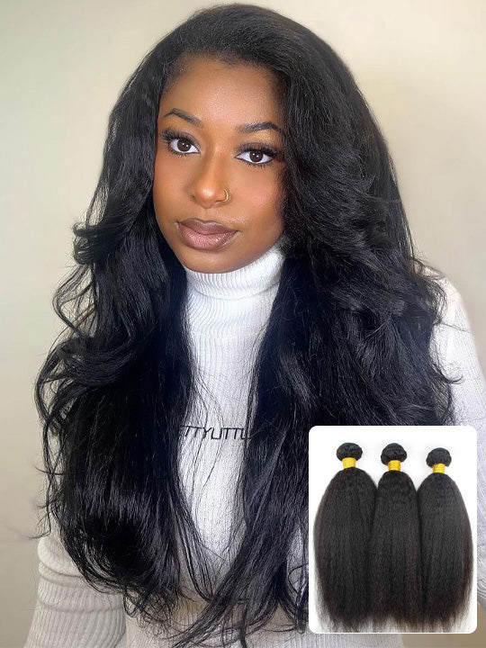 Kisslove Hair Brazilian Kinky Straight Virgin Human Hair Bundles For Sew In 100% Human Hair Extensions - KissLove Hair