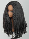 [3 In 1 Half Wig] Kinky Straight Hair with Spiral Curly Ends Half Wig Glueless Flip Over Wig