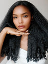 [3 In 1 Half Wig] Kinky Straight Hair with Spiral Curly Ends Half Wig Glueless Flip Over Wig