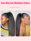 [3 In 1 Half Wig] Kinky Edge Kinky Straight Hair Beginner Friendly Glueless Drawstring Cap Half Wig