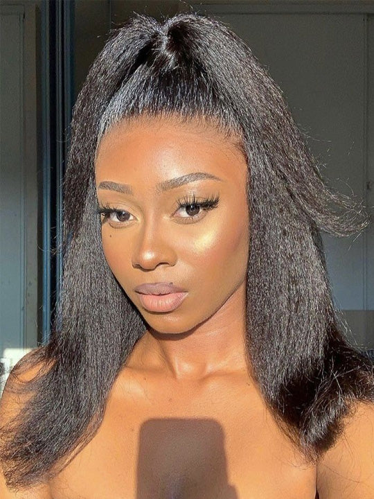 [Clearance Sale] Pre Plucked Kinky Straight Hair 13x6 Lace Frontal Wig - Kisslove Hair